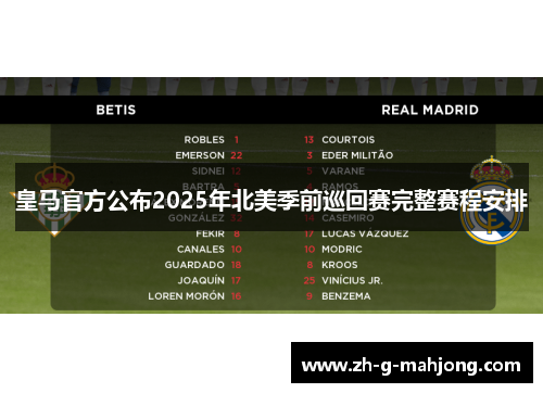 皇马官方公布2025年北美季前巡回赛完整赛程安排 皇马官方公布2025年北美季前巡回赛完整赛程安排